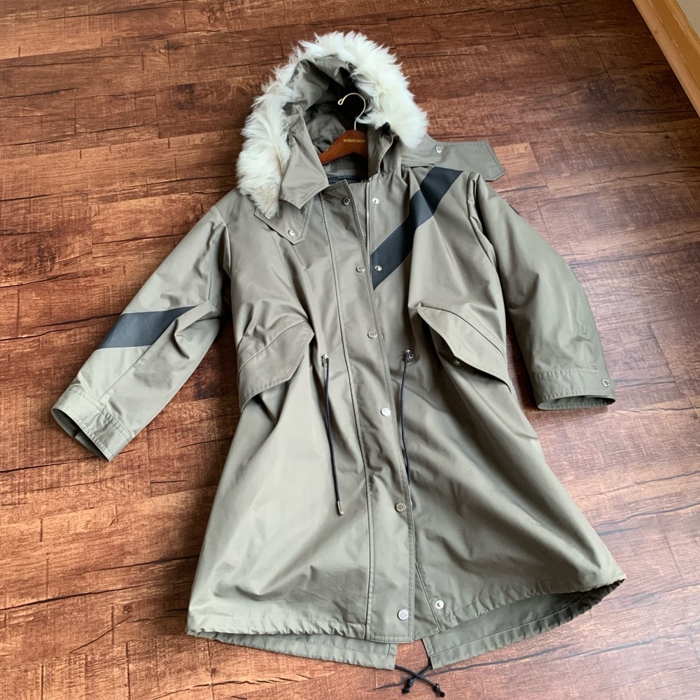 Belstaff olive green shearing trim hooded jacket - Picture 13 of 16